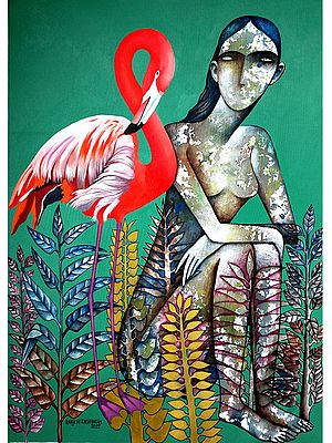 Flamingo'S Story | Acrylic On Canvas | By Ranjith Raghupathy