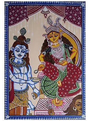Kashi Puradheeshwari - Lord Shiva and Parvati | Acrylic on Paper | By Subhankar Pramanik