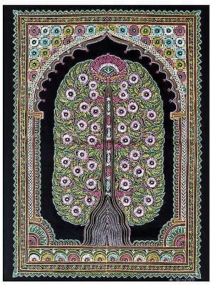 Tree of Life - Rogan Art | Natural Mineral Color on Cloth | By Rizwan Khatri