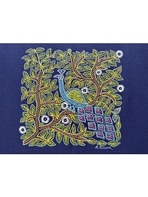 Rogan Peacock on Tree | Natural Mineral Color on Cloth | By Rizwan Khatri