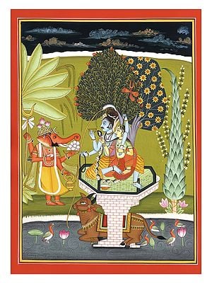 Shiva, Parvati and Ganesha  | Art by Sandeep on Handmade Hard Paper Water Color