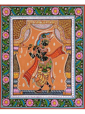 Beautiful Painting Of Krishna Playing Flute | Stone Color Painting | By Biswajit Swain