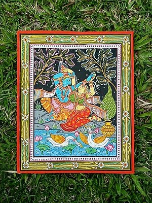 Bond Of Love - Radha And Krishna Painting | Stone Color Painting | By Biswajit Swain