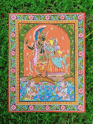 Divine Lord Krishna With Radha | Stone Color Painting | By Biswajit Swain