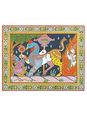 Arjun And Agni Dev Pray To Lord Navagunjara | Stone Color Painting | By Biswajit Swain
