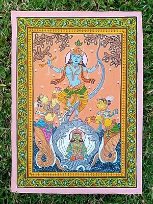 Lord Krishna Dancing On Kaliya Naag | Stone Color Painting | By Biswajit Swain