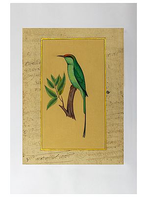 A Quiet Bird on Branch | Natural Stone Color on Paper | By Art Zeal