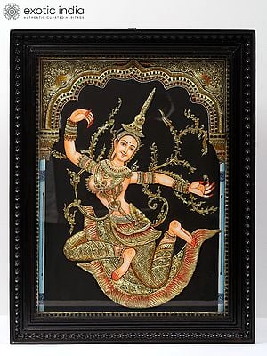 Goddess Sita in Thai Temple | Tanjore Painting | With Frame