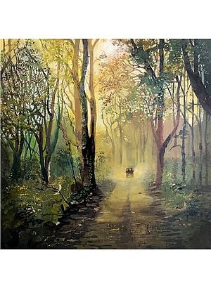 Driving in Forest | Acrylic on Canvas Art by Harshad Godbole