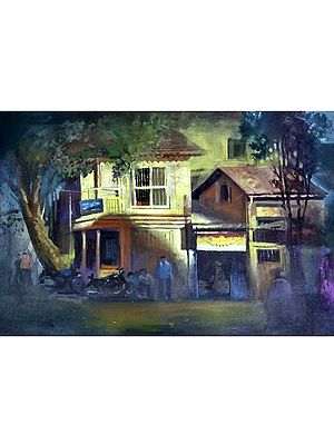 Village Night Life | Acrylic on Canvas | Art by Harshad Godbole