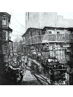 Vintage Cityscape | Acrylic on Canvas Art by Harshad Godbole