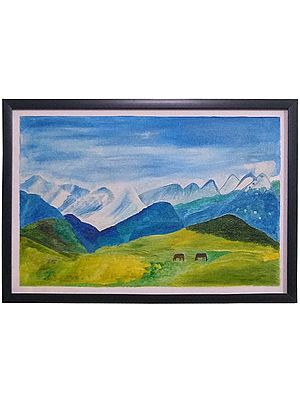 Mountain View Landscape Painting | Oil On Canvas | By Mansee Agarwal | With Frame