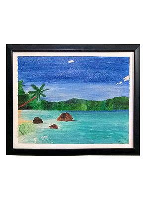 Painting Of Beautiful Beach | Oil On Canvas | By Mansee Agarwal | With Frame