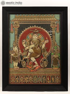 Chidambaram Nataraja Tanjore Painting | Traditional Colors with Gold Work