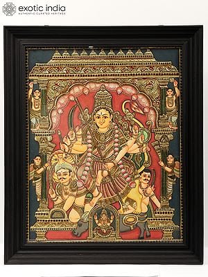 Goddess Durga | Tanjore Painting | With Frame
