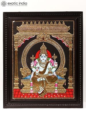 Sitting Lord Dhanvantari Tanjore Painting | With Frame