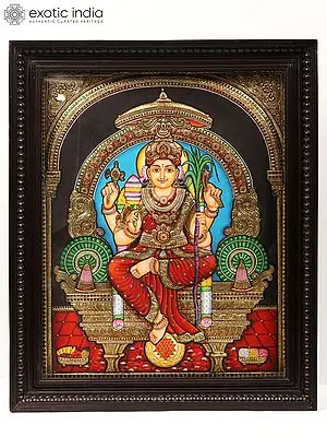 Goddess Rajarajeshvari (Kamakshi) | Tanjore Painting with Frame
