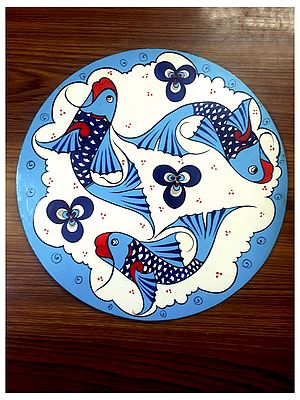 Fishes in Pond - Wall Hanging Painting | MDF Wood | By Jagriti Bhardwaj