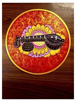 Beautiful Veena Painting on MDF Plate | By Jagriti Bhardwaj