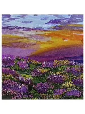 View of Flowers at Sunset | Watercolor | By Abhishek Kumar