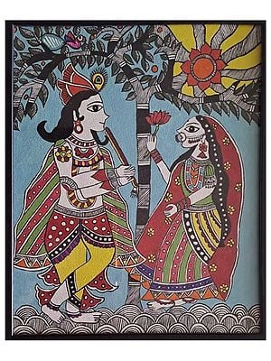 Sweet Tune of Flute - Radha Krishna Painting | Watercolor on Canvas Sheet | By Krishna Joshi