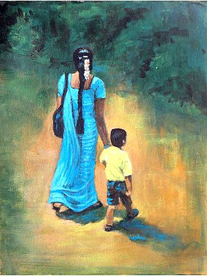 Amma'S Grip Leads - Unbreakable Bond - Acrylic Painting | Acrylic On Canvas | By Usha Shantharam