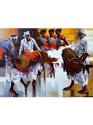 Rhythmic Dance Of Jhumar | Acrylic On Canvas | By Praween Karmakar