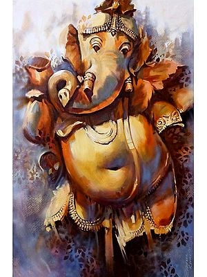 Abstract Ganesha Painting | Acrylic on Canvas | By Praween Karmakar