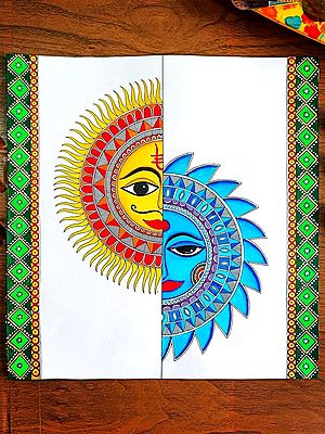The Bond Of Sun And Moon | Painting On Paper | By Anshu Tripathi