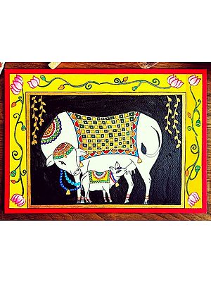Kamdhenu - Bond Of Mother | Painting On Paper | By Anshu Tripathi