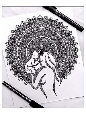 Motherhood | Black and White Mandala by Shivani Patra