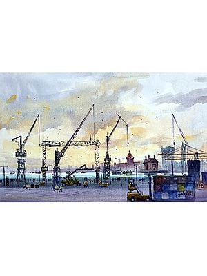 View Of Mumbai Skyline | Watercolor Painting | By Gulshan Achari
