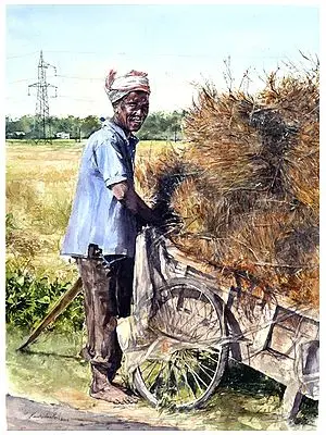 Gratitude - A Farmer | Watercolor on Paper | By Ramkrishna Paul