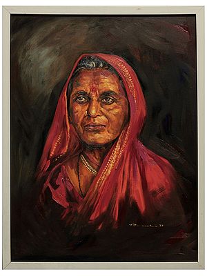 Old Indian Woman | Painting by Mainak Bhowmick