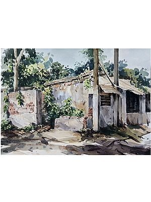 An Abandoned House | Painting by Mainak Bhowmick