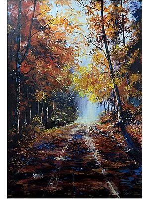 Landscape Of Forest Morning | Acrylic On Canvas | By Prabhas Parappur