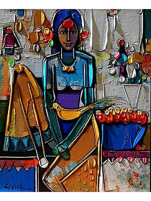 Fruit Seller | Painting by Girish Adannavar
