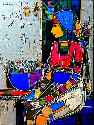Lady Seller | Painting by Girish Adannavar
