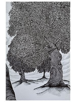 Woods | Ink Art on Paper | Painting by Shreya Gupta