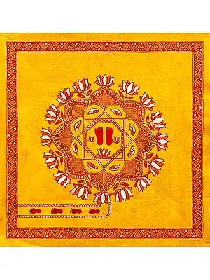 Devotthan Aripan - Waking God from Sleep | Acrylic on Handmade Sheet | By Urwashi Nirala