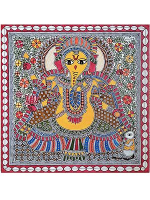 Ganesha - Mythology Madhubani Painting | Acrylic On Canvas | By Urwashi Nirala