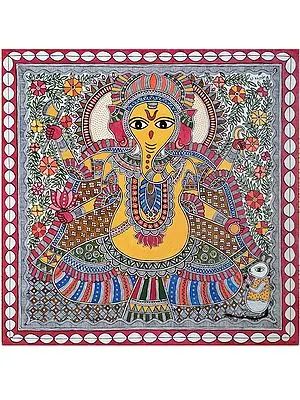 Ganesha - Mythology Madhubani Painting | Acrylic On Canvas | By Urwashi Nirala