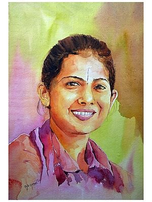 A Devotee - Jaya Kishori | Watercolor Painting by Rajib Agarwal