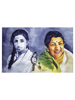 Lata Ji - Queen of Melody | Watercolor Painting by Rajib Agarwal