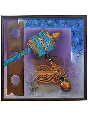 Abharthana - Prayer Wheel | Oil On Canvas | By Tejal Modi | With Frame