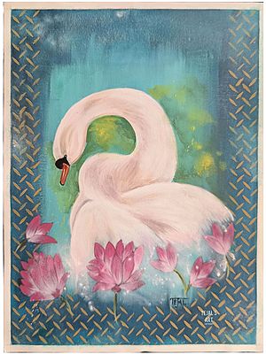 Raj Hans - Beautiful Swan | Acrylic On Canvas | By Tejal Modi | With Frame