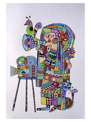Cinema Girl | Acrylic And Ink On Paper | By Rukshana Tabassum