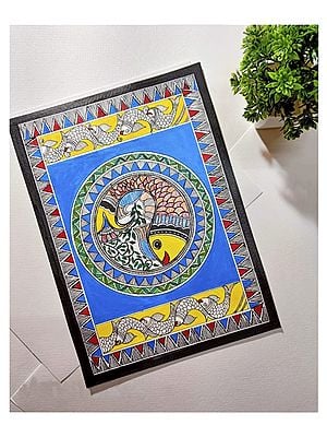 Fish in Pond - Madhubani Painting | Acrylic on Brustro Paper | By Muskan