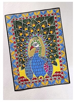 Attractive Dancing Peacock | Acrylic on Handmade Paper | By Muskan