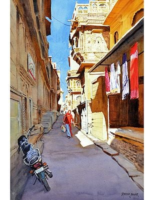 Return From The Market | Watercolor On Paper | By Ramesh Jhawar